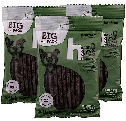 SOS Big Pack Stangerl Wild, Hundesnack mit natürlichem Hanf, Snack für Hunde, Futterergänzung, getreidefrei, bei Unruhe, gegen Stress, 3 x 130g
