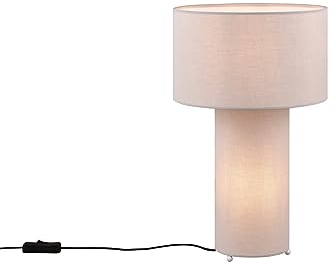 meineWunschleuchte Große Bauhaus Stil Tischlampe Korpus und Lampenschirm Stoff Grau Höhe 40cm
