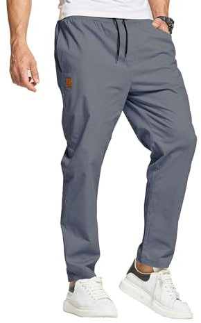 JustSun Pantalon Chino Cargo pour Homme Taille élastique avec Cordon de Serrage, Bleu Jeans, XL