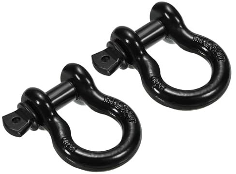 PATIKIL Schraubstift-Schäkel 5/8 x 7165 lbs, 2er Pack Karbonstahl D-Ring-Schäkel für Abschleppen und Heben, Schwarz