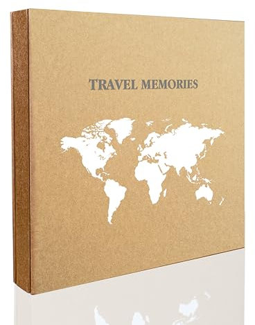 Holoary Fotoalbum, 10,2 x 15,2 cm, für 500 Fotos, 5 Bilder pro Seite, 500 Taschen, 10,2 x 15,2 cm, Kraftpapier-Einband, Reisedesign, Weltkarte, Abenteuer, Urlaub