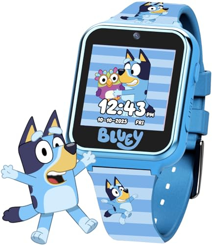 Accutime Bluey Kids Smartwatch with Camera, Games, Pedometer and Audio Recorder for Creative Play and Learning, 1.5 Touchscreen, Blue, Fits 5.5-8.0 Wrists, for Boys and Girls Ages 3+
