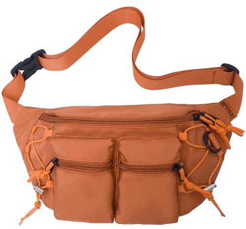 Bauchtasche Hüfttasche für Herren und Damen,Große Kapazitä Rucksack Brusttasche wasserdicht verstellbar für Radfahren Fitnessstudio Spaziergang Klettern Reisen Wandern Urlaub (Orange)