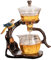 Tetera magnética Juego de té semia automático, tetera de vidrio de vidrio de borosilicato alto con infusor, 300 ml+460 ml de tetera mágica, 7.8x4.9x10.4 Kung Fu Té para regalo de viajes en el hogar