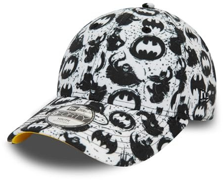 New Era Batman Cap Kind Junge Mädchen Comics 9Forty verstellbar Kappe DC Superheld weiß schwarz - Youth