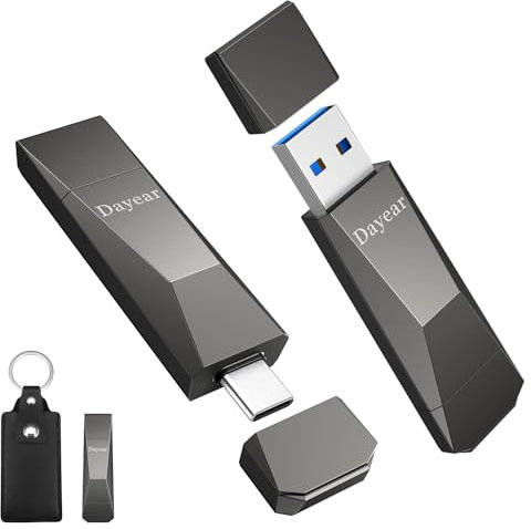 USB C Flash Drive, Dayear 256GB Memory Stick 2-in-1 USB C Flash Drive USB A 3.2 Gen2 USB storage Thumb Drive 500MB/s High Speed for iPhone 15/15 Plus/15 Pro/15 Pro Max/USB-C iPad/Android/Laptop/Mac