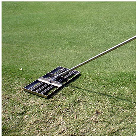 WJFLUCK Rasennivellierrechen für Gartengras, Rasennivellierrechen mit Bodenplatte, flachflacher Sandgrasbrecher, Planier-Schleppmopp aus Edelstahl, Robustes Rasenschiebewerkzeug mit großer Kapazität