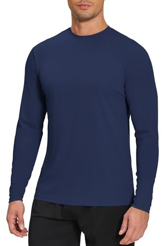 Weardear Herren Sport Tshirts Langarmshirt Funktionsshirt Atmungsaktiv Schnelltrocknend Trainingsshirt Laufshirt Sportshirt UV Shirt Gym Workout Fitness Top für Running Navy Blau M