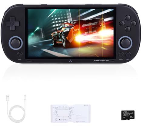 TRIMUI SMART PRO Handheld Game Console 64G, 4.96 Inch IPS Screen Linux System Built-in 20000+ Games, Support WiFi Multiplayer Online Battle(Black)