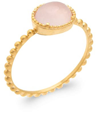 Bijouxenvogue Bague Plaqué Or Quartz Rose Taille 58