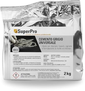 Paluplus 2 kg di Cemento Universale GRIGIO, Riparazioni e Fissaggi su Calcestruzzo e Intonaci, Ideale per Stuccare e Sigillare, 1CF x 2Kg -2G01F