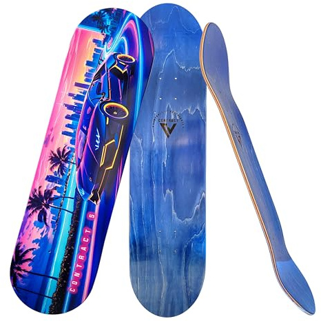 Contract 5 Skateboard Deck Miami-Boulevard - Größen 7.25|7.5|7.75|8.0|8.25 - 7-lagiges Ahornholz Deck - Medium Concave Standard Popsicle Shape - für Anfänger, Profis, Mädchen & Jungs