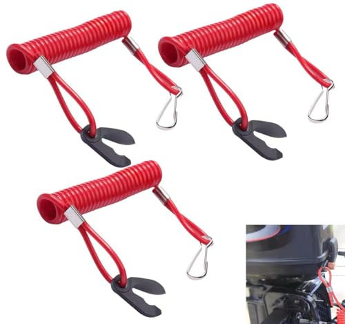 Corde de sécurité pour moteur hors-bord - 3PCS Longe de clé d'interrupteur d'arrêt d'urgence pour bateaux à moteur, sécurité essentielle pour l'arrêt d'urgence du moteur