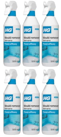 HG Mould Remover Foam Spray, Black Mould & Mildew Cleaner, Removes Stains – 500ml (Pack of 6)
