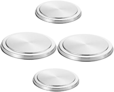 COLLBATH 4 pièces Couvercles de Brûleurs Cuisinière Inox Protection Plaques Électriques Grandes Petites Nettoyage Facile Design Moderne Argenté pour Cuisine Standard