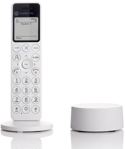 Motorola Voice Digitales kabelloses DECT DOT4-Telefon mit Anrufbeantworter, Anrufsperre, Freisprecheinrichtung, hintergrundbeleuchtetem Display und Telefonbuch mit 200 Kontakten