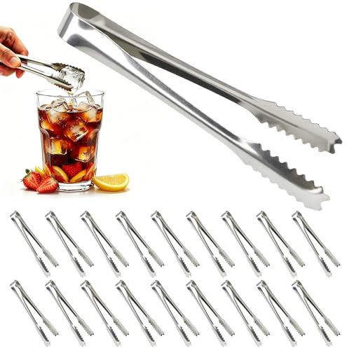 ANPUNAT 18 pezzi Pinze per ghiaccio e zucchero in acciaio inox Pinze per servire piccole Pinze per servire zucchero, dessert, feste, caffè, cucina, bar (argento)