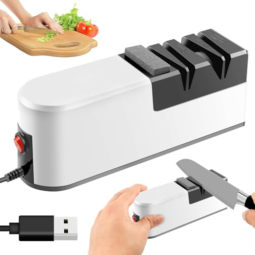 Electric Knife Sharpener, Professional Electric Kitchen Knife Sharpener, 5 in 1 Knife Sharpening System with Straight Blade, Sharpening System with Straight Blade for Rough Repair Sharpening of Knives
