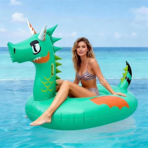 XIMEY Colchoneta Piscina Grande, Colchoneta Hinchable Piscina, Flotador Piscina Adulto, Flamenco Unicornio Hinchable Gigante, Juguetes para Fiestas de Verano (Dinosaurio)