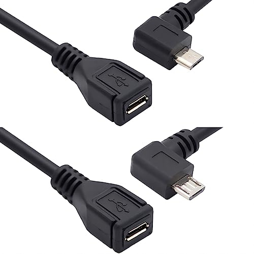 chenyang CY Câble d'extension micro USB 2.0 mâle vers micro USB 2.0 femelle gauche et droite coudé à 90 degrés Connexion broche complète 0,5 m
