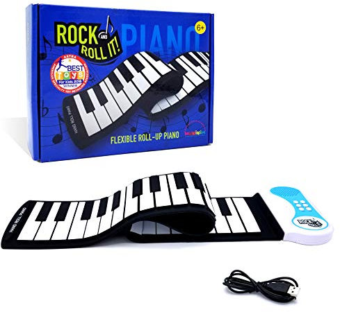 Rock And Roll It - Piano. Roll Up Flexible Classic Toy Piano Keyboard for Kids. 49 Keys Hand Roll Silicone Portable Piano Pad. Flexible & Foldable.