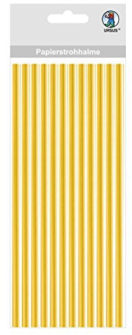 Ursus 56850001 - Papierstrohhalme, Gold, Größe S, Länge ca. 19,5 cm, Durchmesser ca. 0,6 cm, 24 Stück, mit Folienveredelung, lebensmittelecht, zum Gestaltenm und Dekorieren