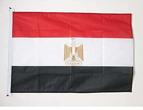 AZ FLAG - Drapeau Egypte - 45x30 cm - Pavillon Nautique Egyptien Spécial Bateau Et Extérieur En Maille Bloquée Avec Anneaux Plastiques Intégrés - 30g