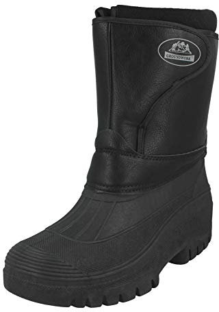 Groundwork Mens Ladies Unisex Black Horse Riding Yard Water Resistant Stable Walking Rain Snow Winter Ski Wellies Wellington Warm Farm Mucker Boots UK 4-12 (UK 10, Black)