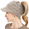 Wintermütze Pferdeschwanz Beanie Mütze Winter Strickmütze Schirmmütze Hüte Mützen Caps für Damen Gestrickte Baseballmütze mit Zöpfen Loch (Beige)…
