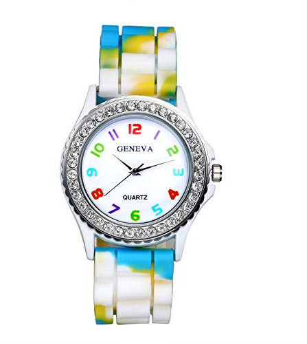 Lancardo Orologio da Polso Donna in Silicone,Orologio Camuffamento Colore a Scelta Bianco Rosso Blu Giallo Regalo Perfetto
