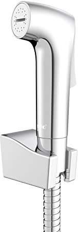 WENKO Bidet-Set Watersaving, Hygiene WC-Set mit Handbrause/Sprühkopf, Schlauch und Wandhalterung, Silber