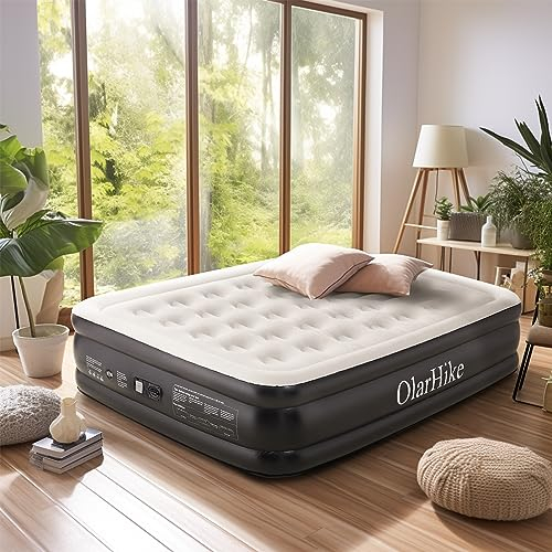 OlarHike Queen Size Luftmatratze mit integrierter elektrischer Pumpe, selbstaufblasende Matratze für 2 Personen, Luftmatratze für Camping oder Heimgebrauch, 203 x 152 x 46 cm