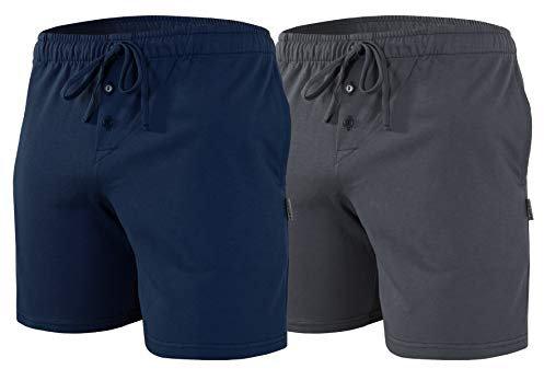 sesto senso Schlafanzughose Herren Kurz Baumwolle Pyjamahose 2er Pack XL Doppelpack Dunkelblau Graphit Grau