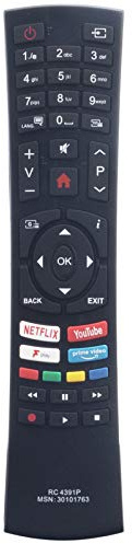VINABTY RC4391P Replacement Universal Remote Control Fit for Bush Smart | Full HD LED TV Freeview Play DLED24HDSDVD DLED32HDS DLED40FHDS DLED43UHDHDRS DLED49UHDHDRS DLED49FHDS