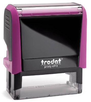 Trodat - Printy 4913 - Custom Stempel mit Wunschtext personalisieren, hier gleich online gestalten Gehäusefarbe fuchsiapink – Adresstempel - Arztstempel - mit Wunschtext - 58x22 mm - 6 Zeilen