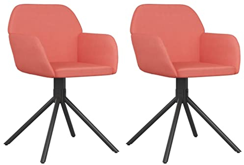 vidaXL Esszimmerstühle 2 STK., Drehbar Esszimmerstuhl mit Armlehne Rückenlehne, Essstuhl Küchenstuhl Metall-/Holzrahmen, Drehstuhl Polsterstuhl Stuhl für Esszimmer Küche, Rosa Samt