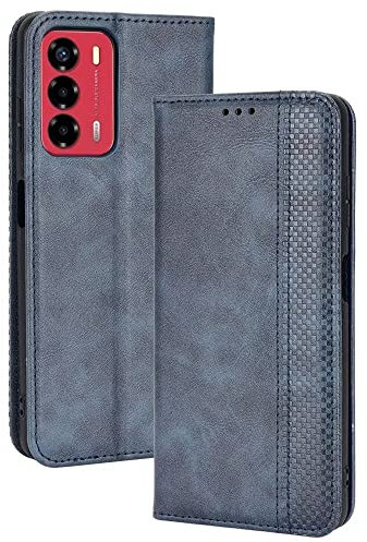 EASSGU Custodia per ZTE Blade A72 5G (6.52 Inches) Pelle PU Flip Folio Cover con Interruttore Magnetico, [3 Slot Schede] [1 Portafoglio] Case - Blu