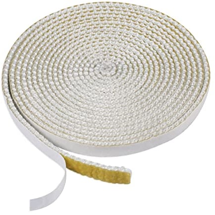 SAVITA Joint d'Étanchéité en Fibre de Verre, 4m de Long 10x3mm Autocollant Ruban d'Étanchéité pour Cheminée Joint Tressé pour Insert et Poêle pour Cheminées Porte de Poêle à Bois (Blanc)