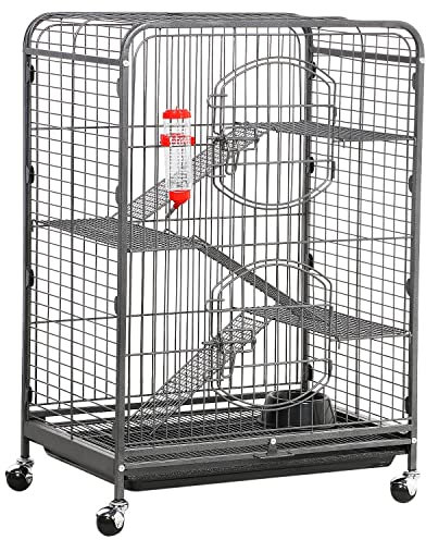 costoffs 4-Tier Large Ferret Cage Rat Cage Small Animals Hutch w/Rolling Stand & Pet Bowl & Water Bottle for Chinchilla Rabbit Squirrels