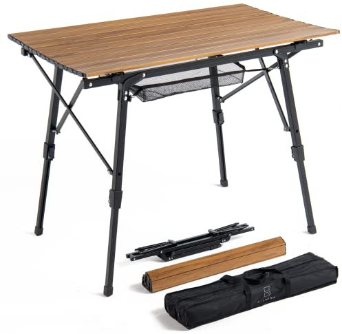 Baltoro Tragbarer Klapptisch für Picknick, Campingtische, der hochklappt, leicht, Aluminium-Klapptisch mit Teleskopbeinen, Camping-Küchentisch für Strandausflüge und Partys im Freien
