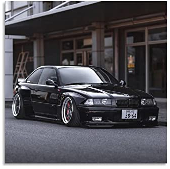 Sportwagen-Poster für BMW E36 M3 Rennwagen, dekoratives Gemälde, Leinwand, Wand- und Kunstbild, modernes Familien-Schlafzimmer, Dekoration, 30 x 30 cm