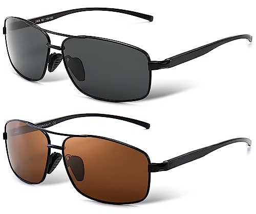 SUNGAIT Ultraleichte Rechteckig Sonnenbrille Herren Polarisierte UV400-Schutz CAT 3