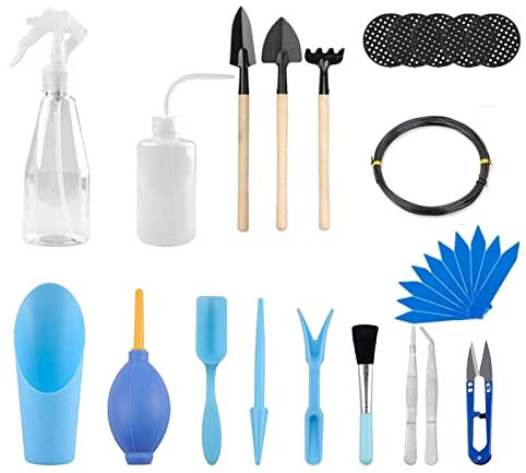 Holzsammlung Mini Conjunto de Herramientas de Jardineria, 21PCS Mini Juego de Herramientas de Trasplante de Jardín, para Jardinería para Cactus, Suculentas, Plantas Maceta