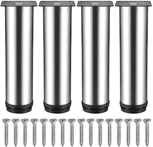 bayidun 4 Patas de Muebles de Acero Inoxidable Ajustables en Altura, Patas de Mesa de Metal para Sofás, Armarios, Escritorios, Mesas - Ø50 mm, Altura 200 mm