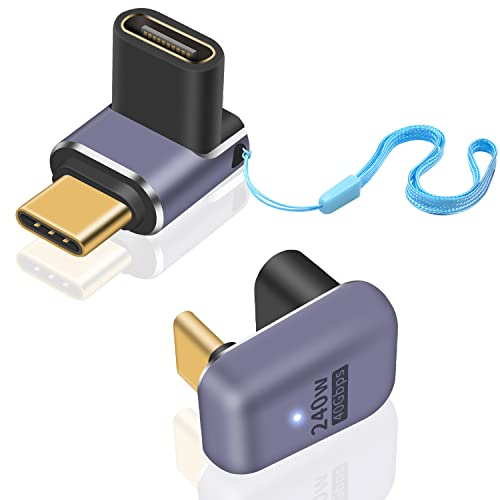 Duttek 240W USB C Winkeladapter, 90 Grad Adapter 40Gbp, 180 Grad Adapter, 8K Video Verlängerung, Unterstützung USB 4 Kabel für Thunderbolt 4/3, Tablet und Mehr Typ C Geräte 2er Pack