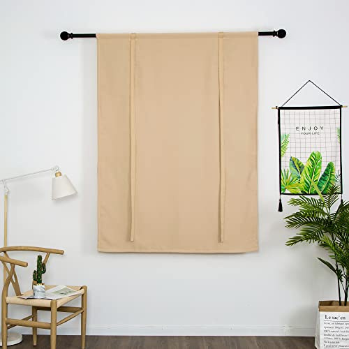 SIMPVALE Raffgardinen Verdunkelung Kurze Gardinen mit Binden Thermoisoliert Verdunkelungsvorhang, mit Stangentaschenrollo für Schlafzimmer Wohnzimmer Küche (Beige,60x120cm)