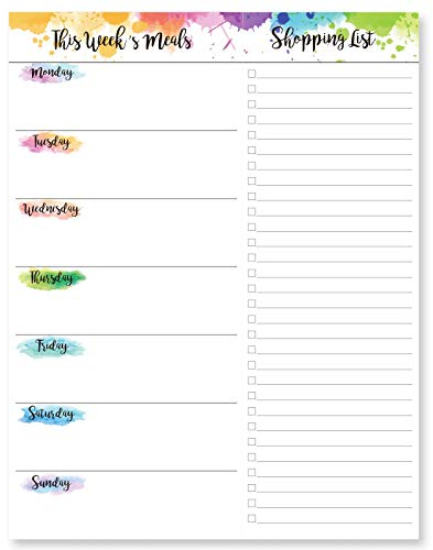 Colorage Weekly Meal Planner - Undated Magnetic Notepads with Grocery List, 7 x 9, 52 Weeks, Meal Planning Pad for Refrigerator Door with Tear-Off Shopping List, Hanging Food/Menu Organizer Notepad