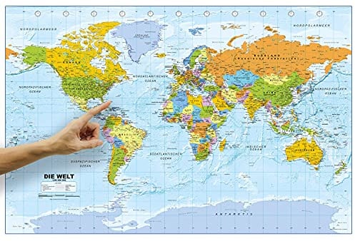 ORBIT Globes & Maps - Politische Weltkarte in deutsch als Poster, ca. 88x58cm, Aktuell 2026, Karte der Welt, Maßstab 1:46.400.000 Mio.