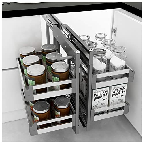 Organizzatore per ripiani estraibili ad angolo cieco da cucina, organizer per scaffali per pentole estraibili per armadi da 900-1000 mm
