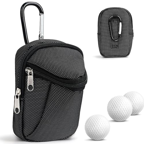 HUIJUTCHEN Sac de Balles de Golf, Sac de Rangement pour Support de Balles de Golf Portable Pochette de Balle de Golf Sacs for Accessoires de Golf avec Clip Léger et Durable pour Golfeur (Noir)